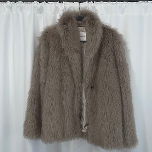 AVEC LES FILLES Faux Fur Shawl Collar Coat